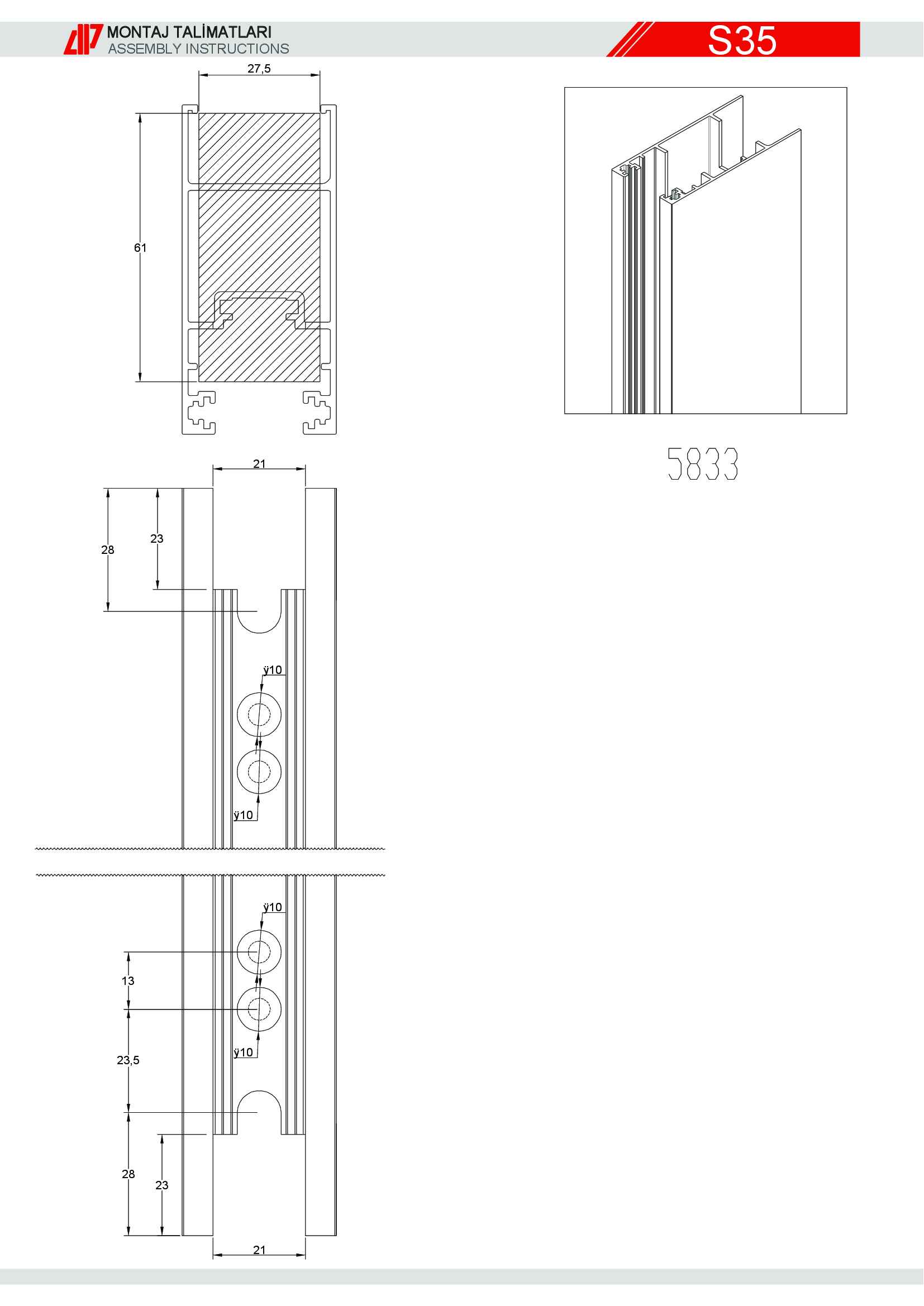 Sürme Yalıtımsız Alüminyum 39